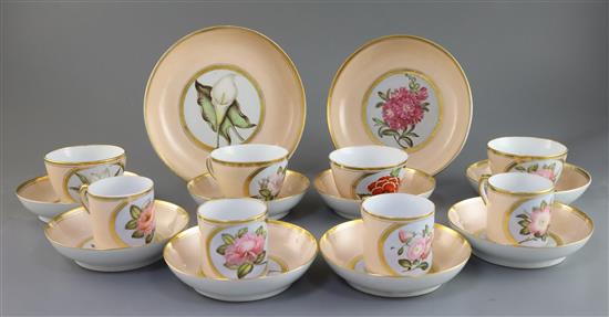 A rare Herculaneum porcelain botanical specimen part tea and coffee set, c.1810-15,